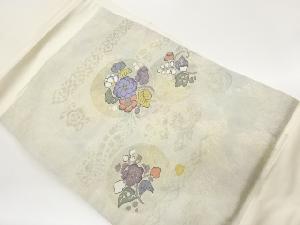 丸文に草花模様織出し名古屋帯